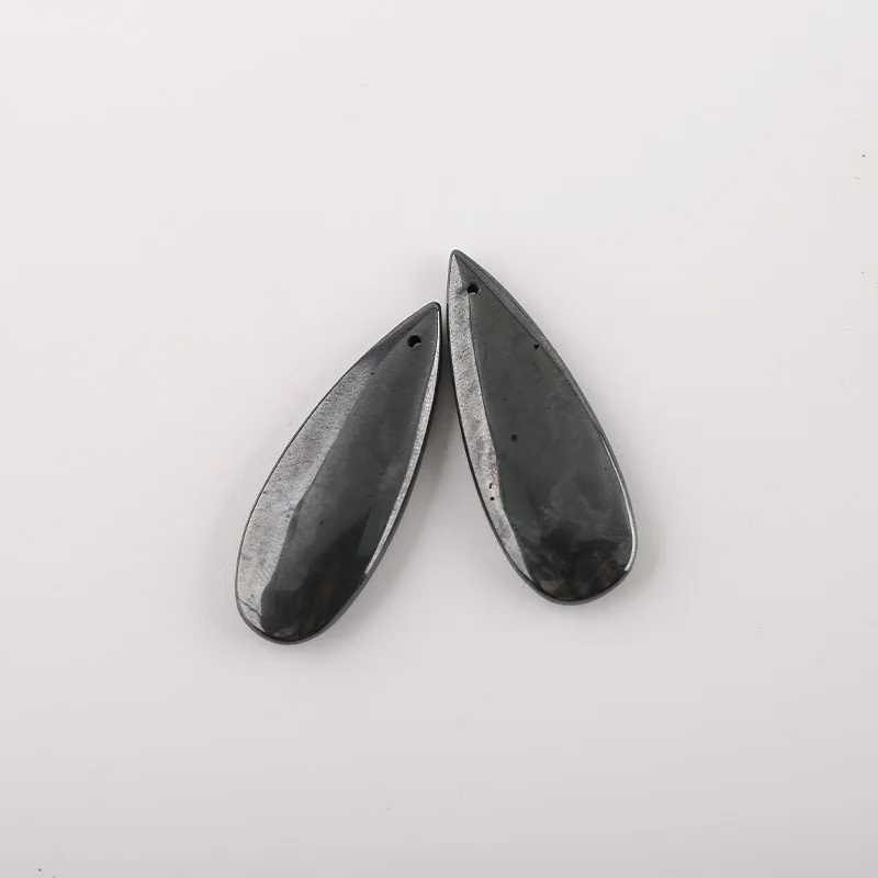 B&F Water Drop Hematite Pendant Beads, Handmade Natural stones beads, Polished Stones for jewelry Making Supplies