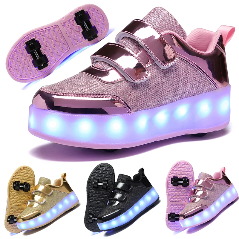 

4 Wheels Shoes Children Youth Lighting Flash Sneakers Outdoor Roller Skate Indoor Skating detachable Parkour Flying Shoes