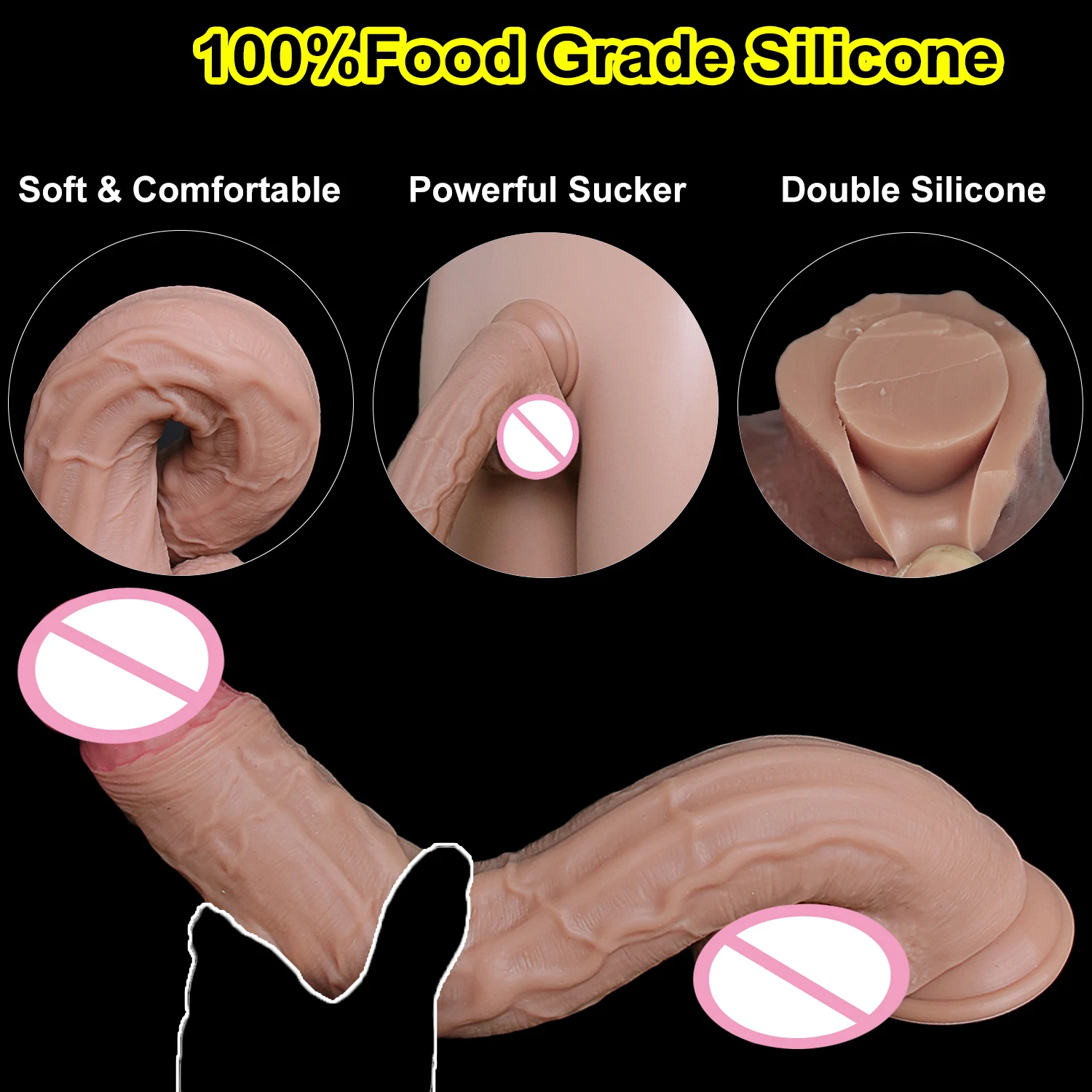 Realistic Soft Big Dildo Cheap Best Seller Double Silicone Penis Women Vaginal Masturbators Cock Anal Sex Toy Suction Cup Dick