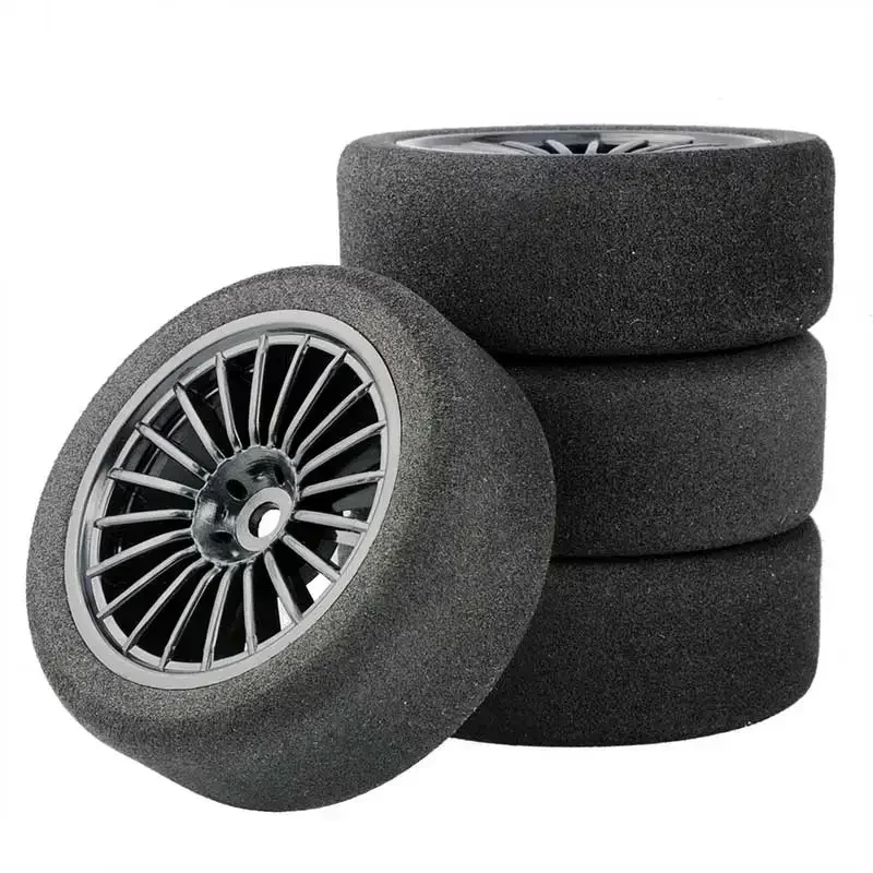 1/10 Scale Sponge Tires and Wheel Rims with 3mm Offset and 12mm Hex fit RC HSP HPI On-Road Racing Car Model Toys Accessory