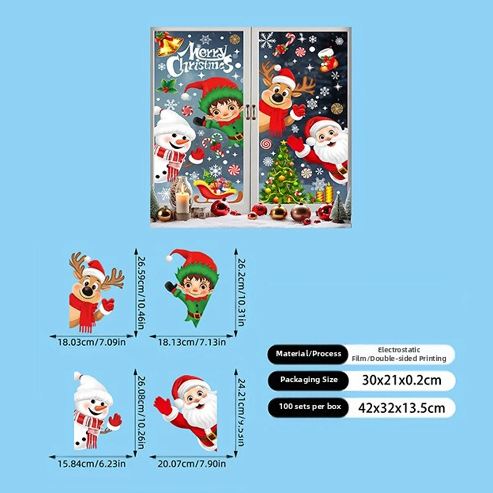 Festive Family Gatherings Christmas Window Stickers Festive Home Decor Child-Friendly Decor Easy Application Design