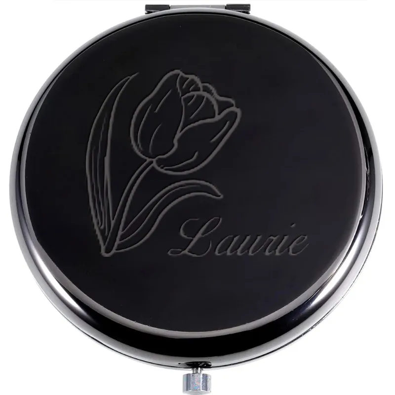 1pc Cartoon Tulip Custom Name Makeup Mirror Folding Mirror Pocket Mirror Gift for Her