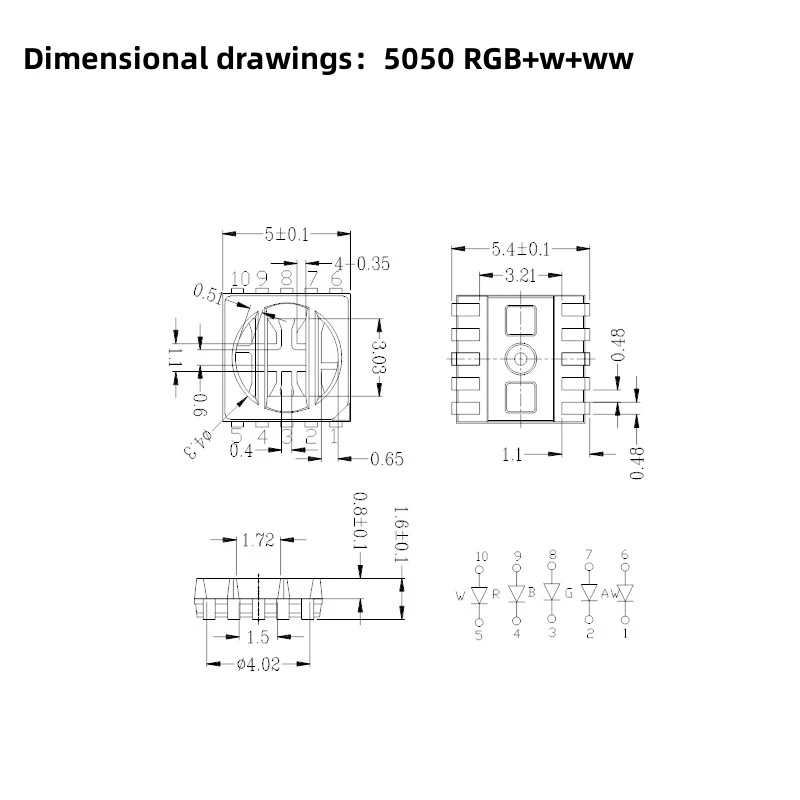 Diode électroluminescente, haute qualité lumineuse, perles de lampe LED, SMD, LED 1000, RVB, 5050, document, rouge, bleu, vert, blanc chaud, taille 4/5, 5050 pièces