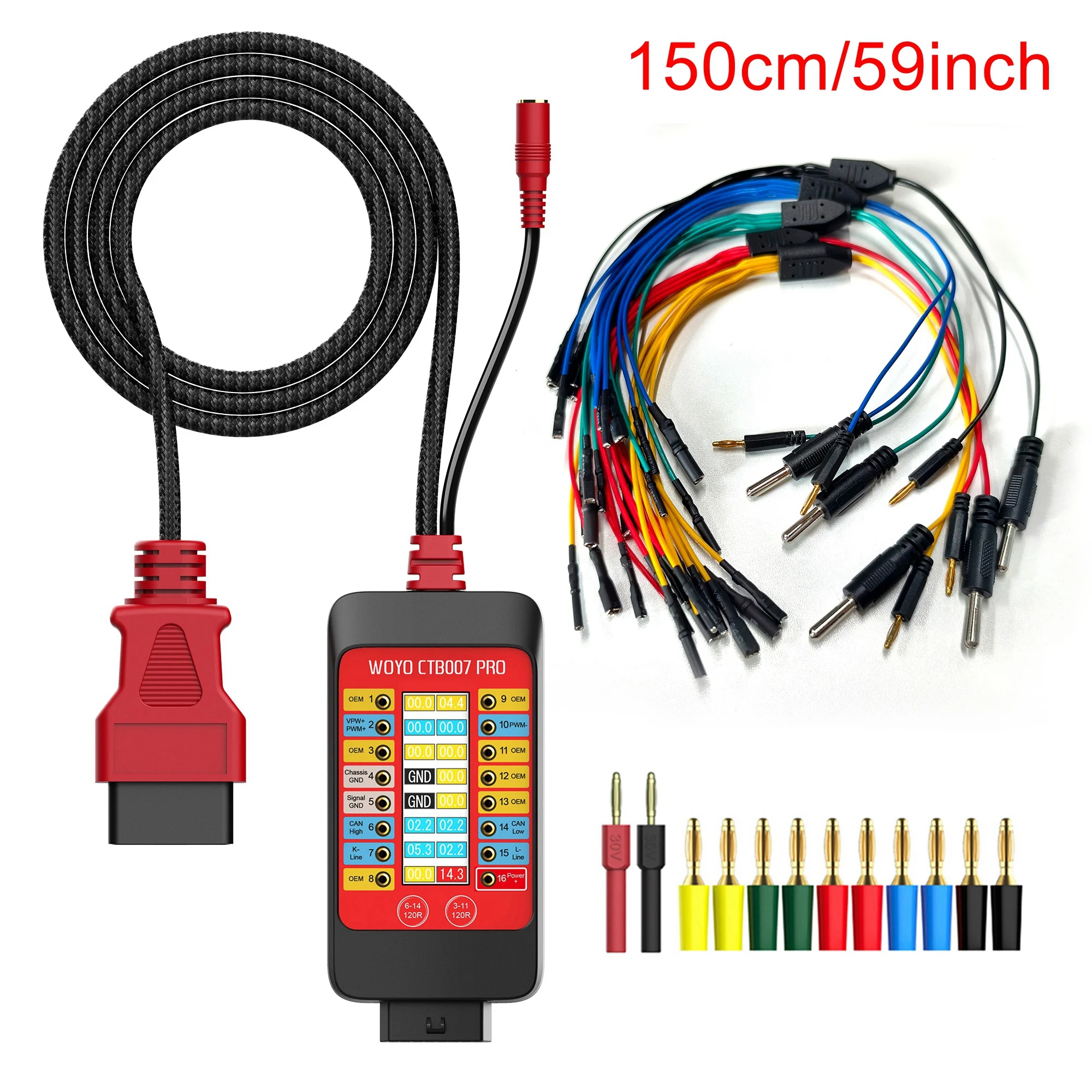 CAN Tester Box with Built-in 120Ω Switch for ECU Testing Tool on Bench, Digital 16PIN Vrms Protocol Detector, OBD2 Breakout Box
