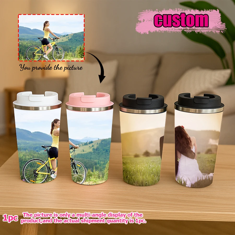 1pc 16oz Custom Photo Stainless Steel Insulated Coffee Cup, Perfect for Christmas, Thanksgiving, New Year, Birthday Gifts for Me