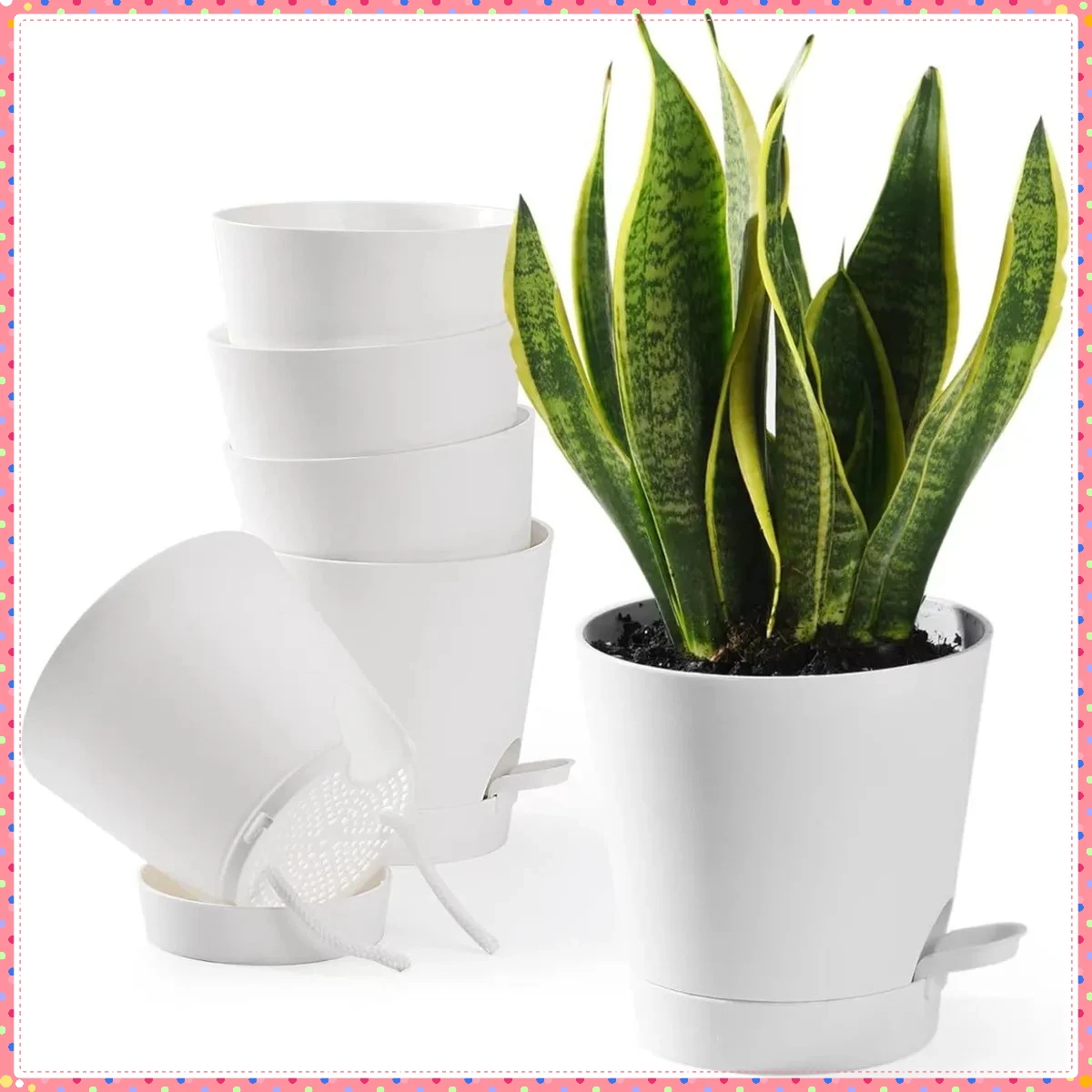 

Self Watering Plant Pots 6-Pack 5 Inch, High Drainage Planter with Reservoir for Busy Plant Parents, Indoor Outdoor Use