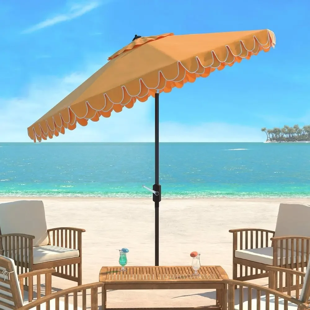 Elegant 11-Foot Round UV-Protected Outdoor Valance Umbrella