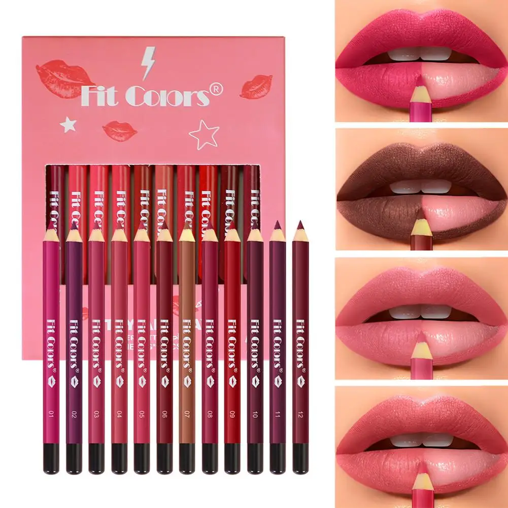 12pcs Lip Liner Pencil Set Matte Lipliner Pencil Lipstick Waterproof Long Lasting Lipstick Pen Lip Tint Cosmetics ﻿