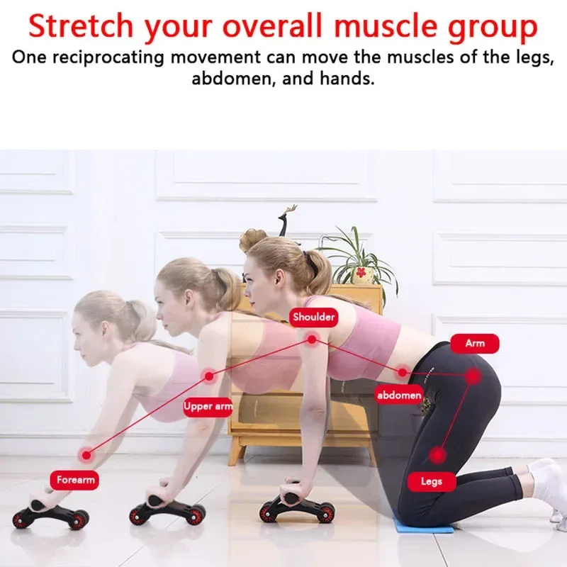 Abdominal muscle wheel Home mute rebound Abdomen wheel Roller Four-wheel fitness trainer Weight loss Abdomen Beginner General XB