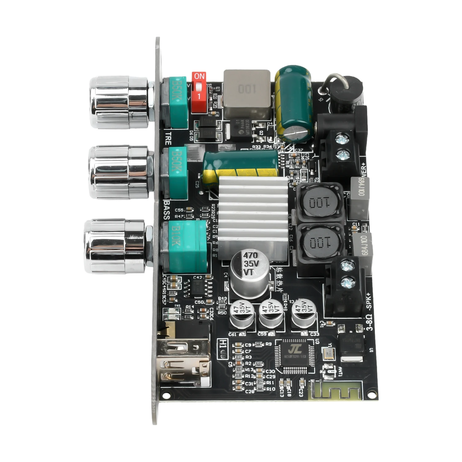 100W BT-Verstärkerplatine ZK-1001U mit Boost Mono Höhen- und Bassregelung TWS DIY-Lautsprecher TPA3116D2 AMP AUX USB-Eingang Bass-/Hochtonregelung – Detail 11