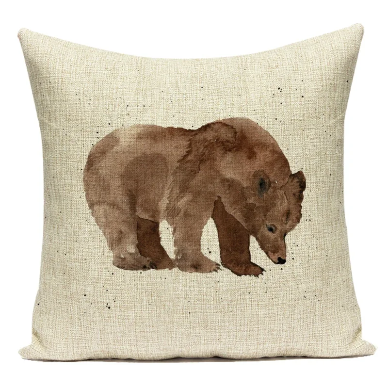 Nordic Style Cute Cartoon Animal Elk Bear Print Pillow Cover Cactus Feather Cushion Cover for Sofa Car Pillows Cases Home Decor