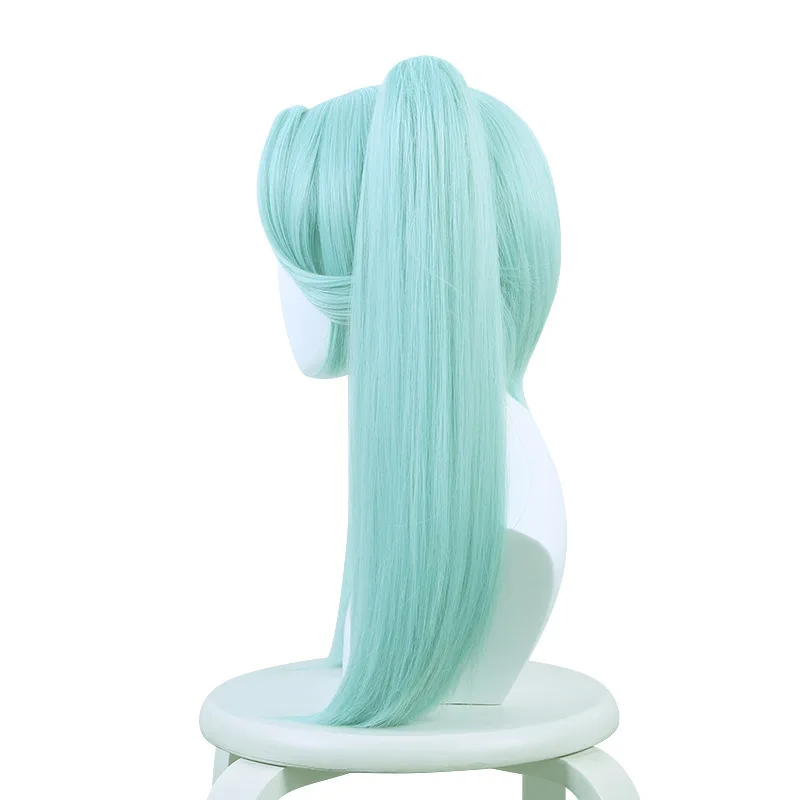 Anime Twin Tail Pruik - Turkoois verdikte paardenstaarten en afneembare clips |   Hittebestendige vezel voor cosplay