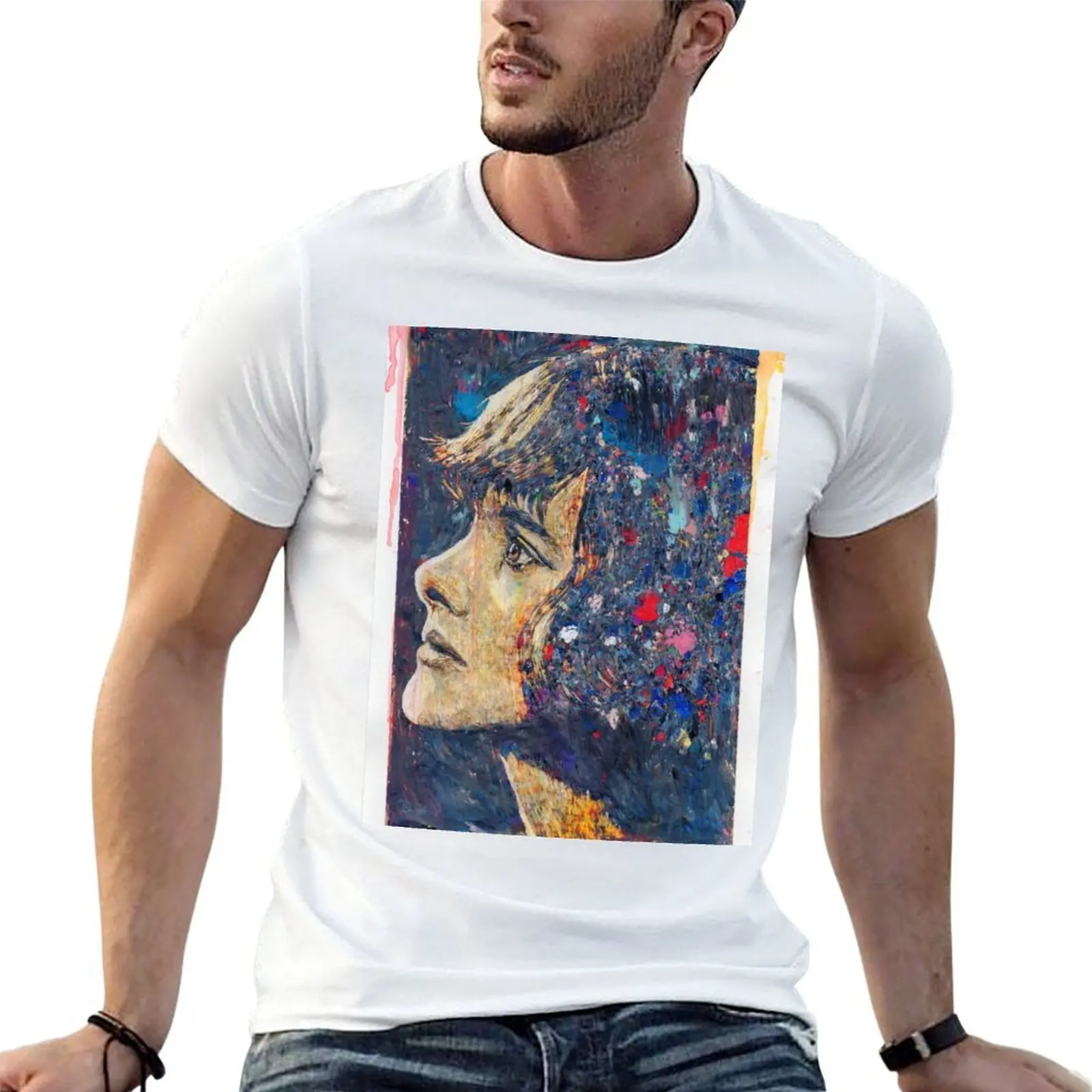 Daphne du Maurier - Camiseta con retrato dibujado a mano en óleo y tinta, camisetas de diseñador, camiseta con estampado personalizado