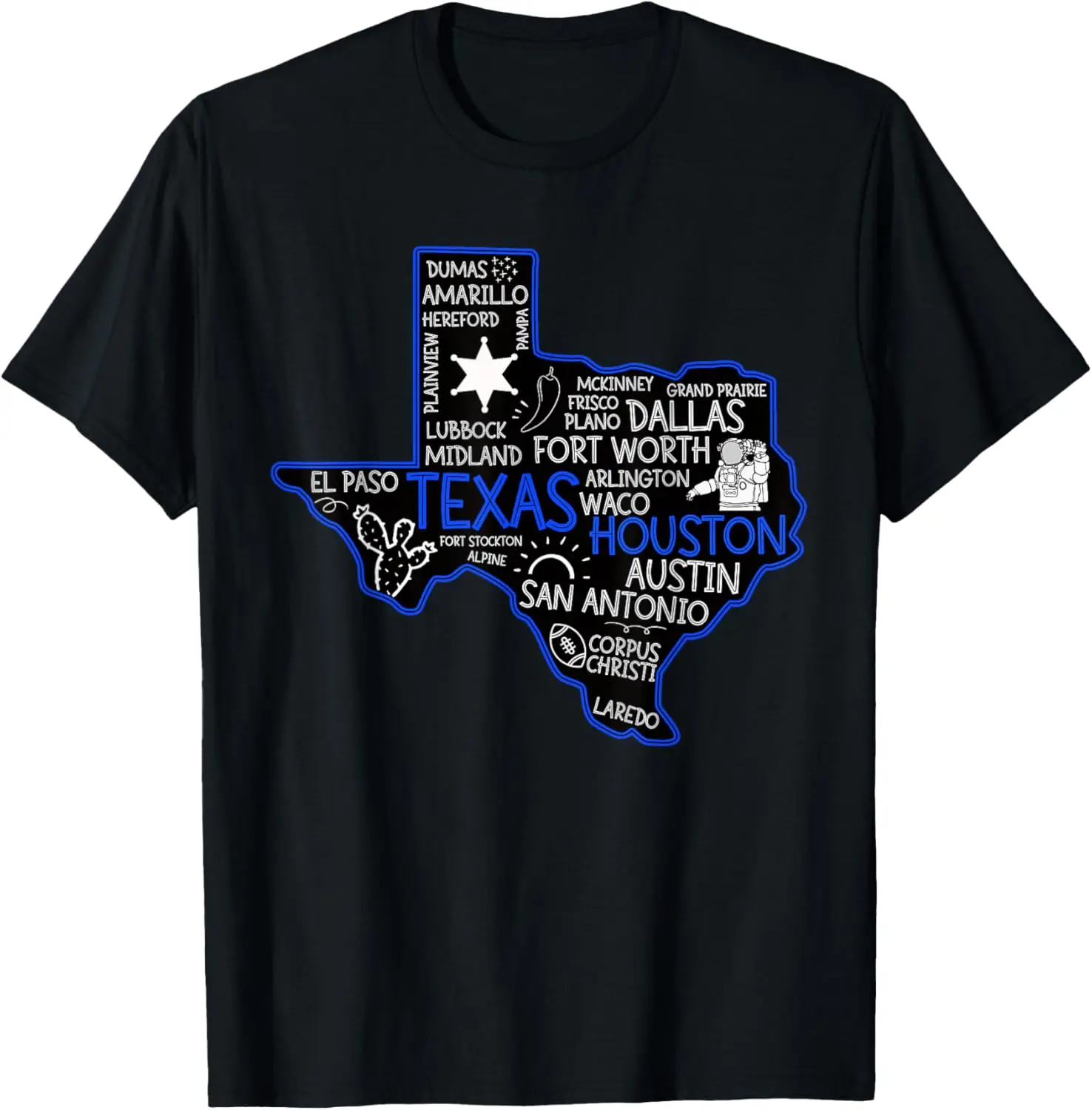 

Футболка Техаса Хьюстона с картой Сан-Антонио Даллас Остин Форт-Ворт