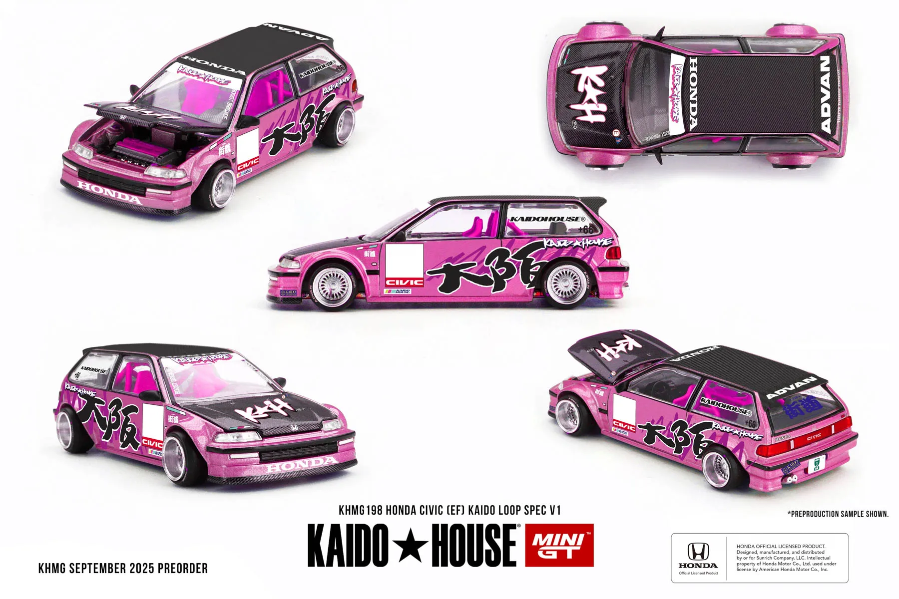 **Vorbestellung**MINIGT 1:64 Civic (EF) Kaido Loop Spec V1 Druckguss-Modellauto