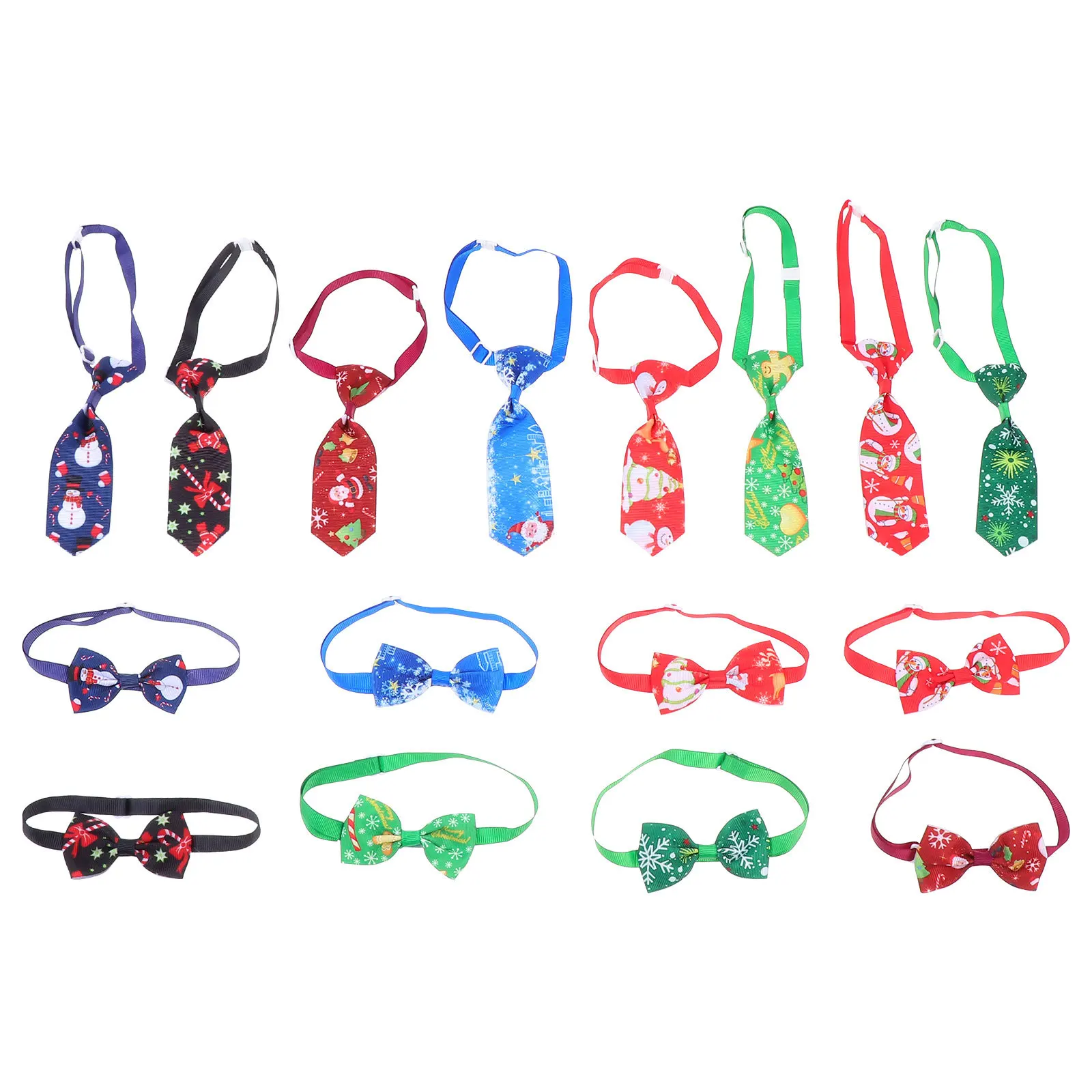 

16Pcs Christmas Pet Ties Adjustable Dog Necktie Puppy Neckwear Holiday Cosplay Party Accessories Washable Reusable