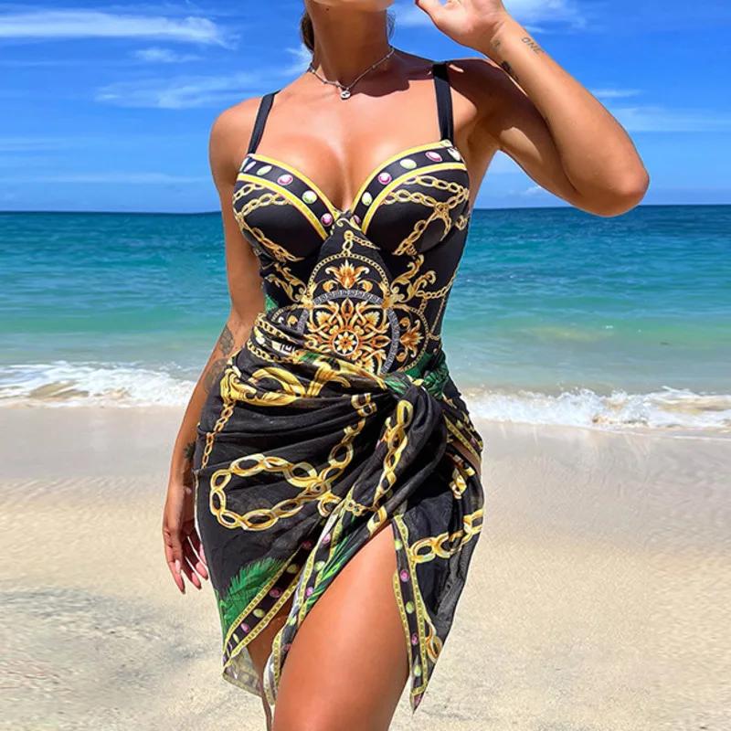 Trajes de baño de una pieza con estampado Sexy de verano, traje de baño cerrado para mujer, traje de baño de realce para mujer, trajes de baño para playa, piscina, bañista 2025