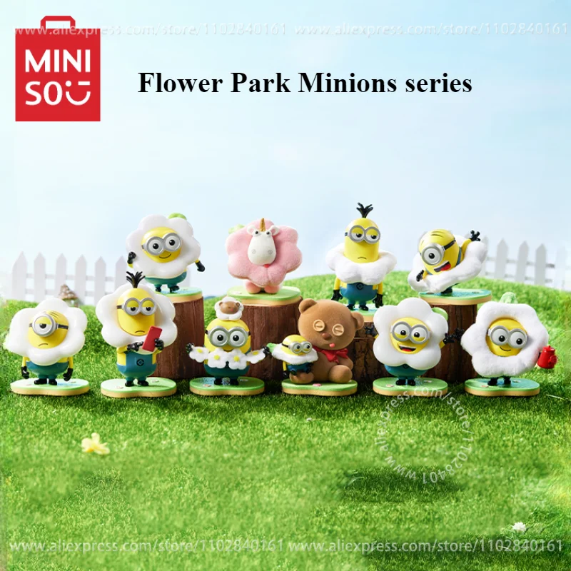 

MINISO Blind Box Flower Park Minions Series of Children Toys Kawaii Hand Animation Peripheral Birthday Gifts Tabletop Decoration