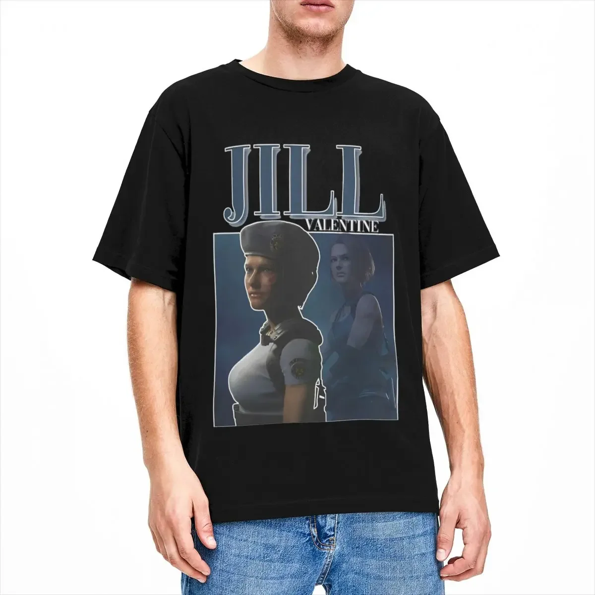 Men T-Shirt Residents Evils The Jill Valentine Funny 100% Cotton Tees Short Sleeve T Shirt Round Neck Tops Summer