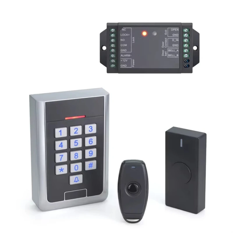 Wireless access control kit with wireless door controller integrated wireless switch and remote control