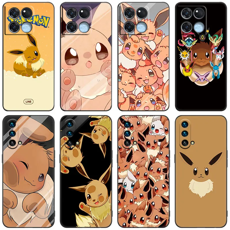 Eevee Pokemon Black Phone Case For OnePlus 11R 10T 10R 9RT 8T ACE 2V Pro Nord 2T N10 N100 N20 N200 CE2 Lite 5G Soft Cover