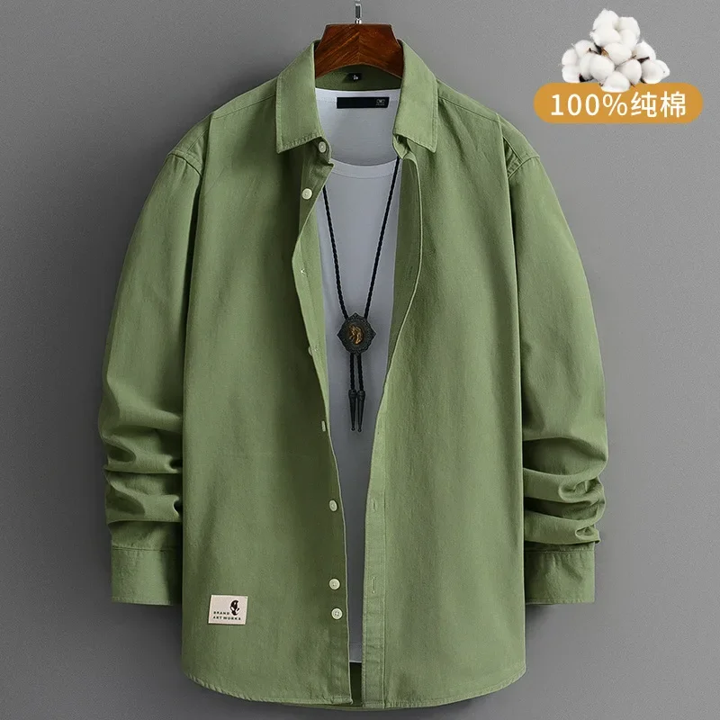 2023 Mens Harajuku Colors Oversized Shirt 100% Pure Cotton Men Korean Fashion Long Sleeve Shirts Male Button Up Shirts Blouses