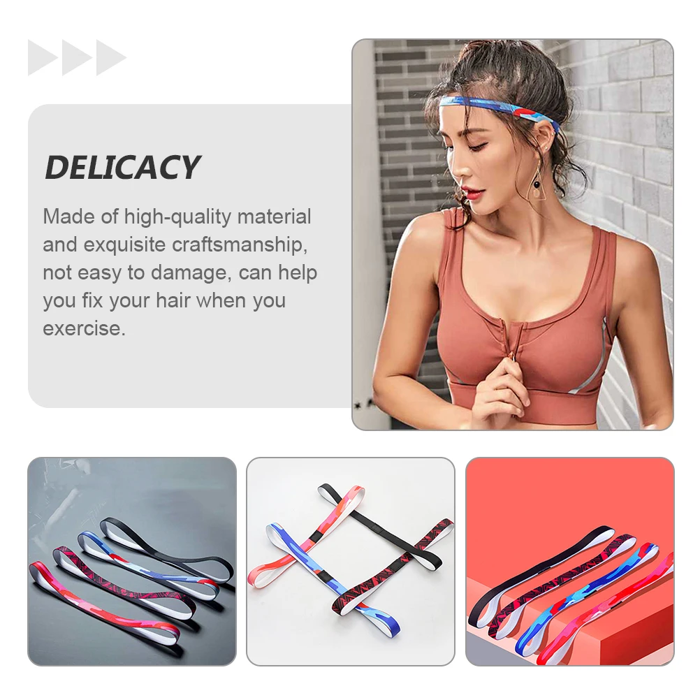 

4pcs Anti-Slip Hair Headband Sport Exercise Sweatband Running Yoga Headband Elastic Stretchable Sweat Headbands for Men Women