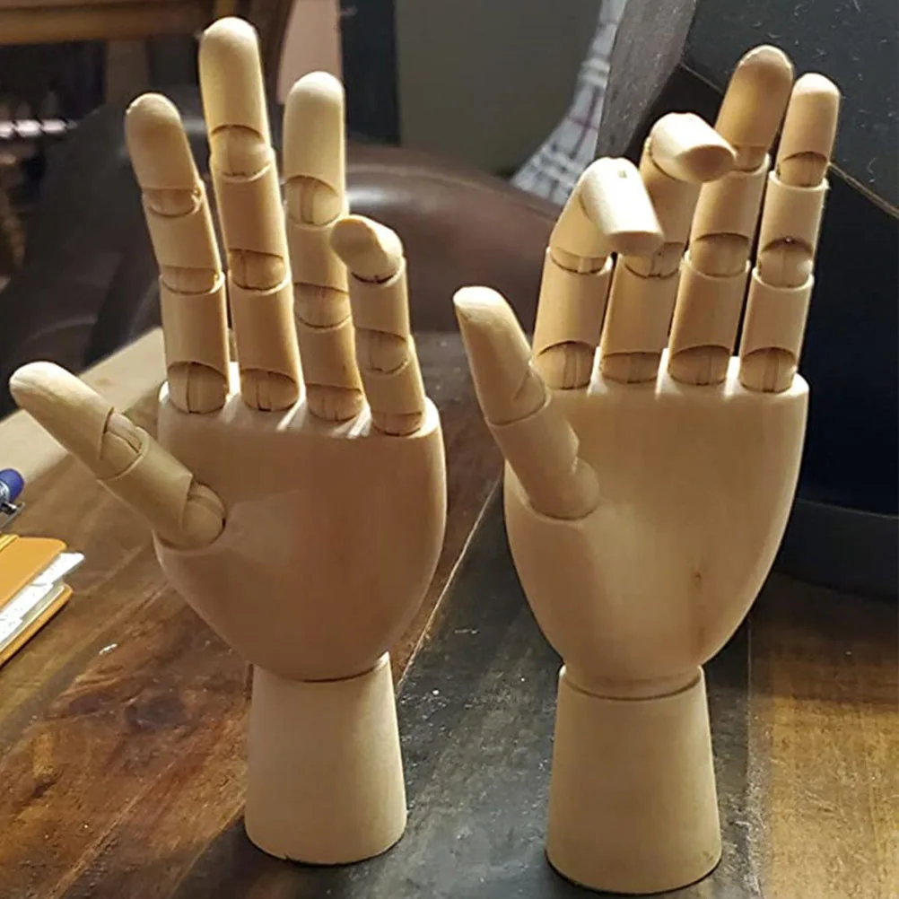 2pcs Wooden Hand Puppet Jointed Sketch Model Craft Decoration Desktop Ornament Kids Learning Educational Tool for Children