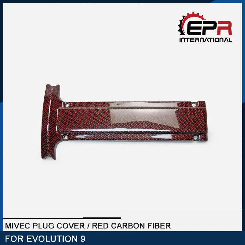 For Mitsubishi Evolution 9 Mivec Plug Cover Red Carbon Fiber Glossy Finish Fibre Car Accessories Racing Parts