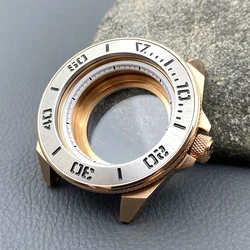 45mm Rose Gold King Samurai NH35 Case Fits Crown at 3.0 NH35 NH36 7S 4R Movement 20ATM Waterproof Men Diving Watch Cases