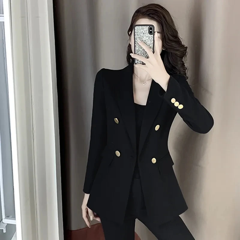 

Professional Blazer Jacket Women Outwear Spring Autumn New Korean Shoulder Pad Long-sleeved Slim Casual Blazer Jacket Female Top