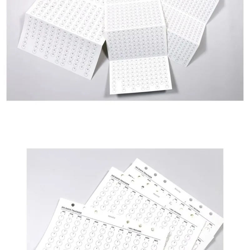 Fromthenon A6A7M5 5 Blatt 4-fach Gefalteter 365-Tage-Gewohnheits-Tracker Loseblatt-Notizbuch Ersatzkern Täglicher Gewohnheits-Tracker Terminplaner – Detail 13