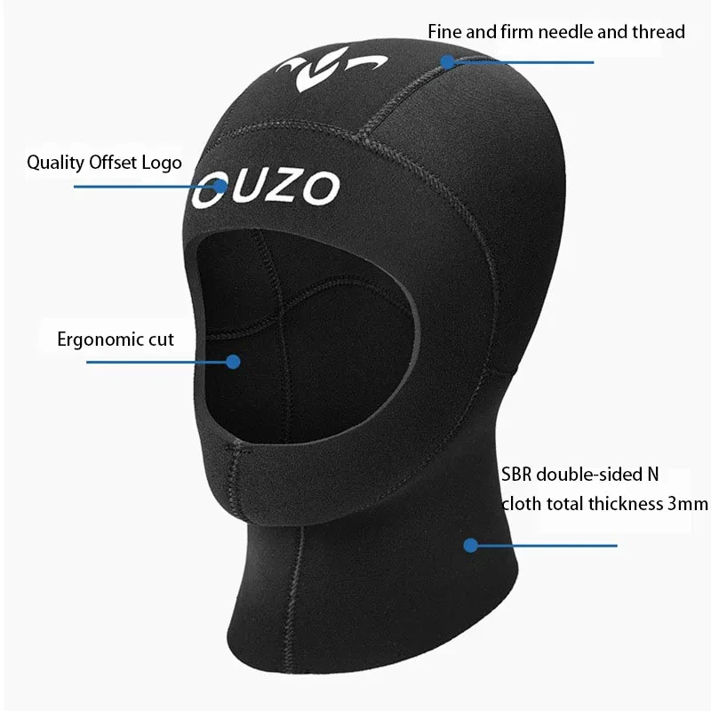 Headgear Winter Hood Thermal Swimming Hat Men Women Sun-proof Surfing Snorkeling Cap 3MM Neoprene Diving Cap Diving