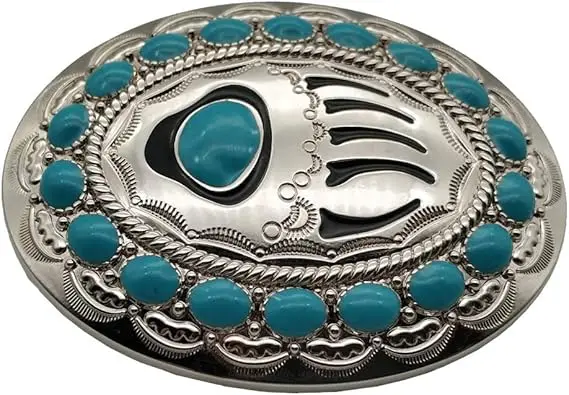 Native American Turquoise Bear Claw Cowgirl Cowboy Belt Buckle
