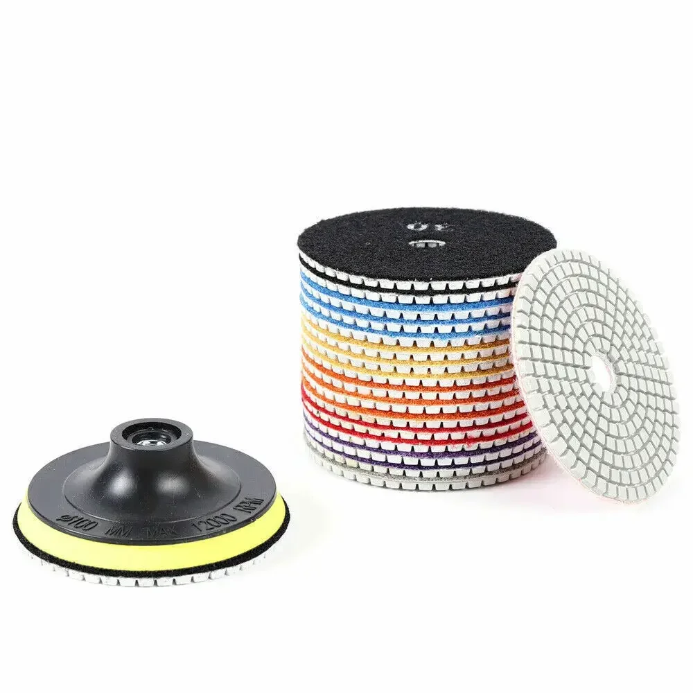 

19-Piece 4-Inch Diamond Sanding Pads – Ideal for Polishing Stone, Concrete, and Tile