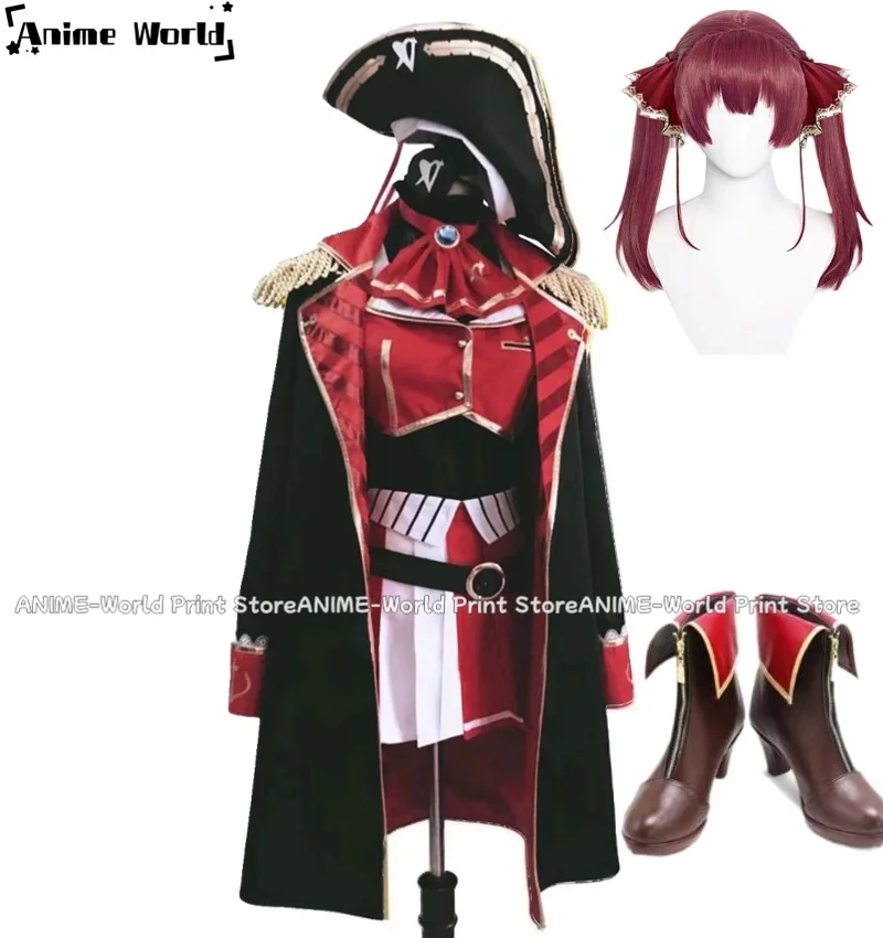 

《Custom Size》Houshou Marine Captain Uniform Dress Cute Suit Any Size Cosplay Costume Women Halloween Custom size