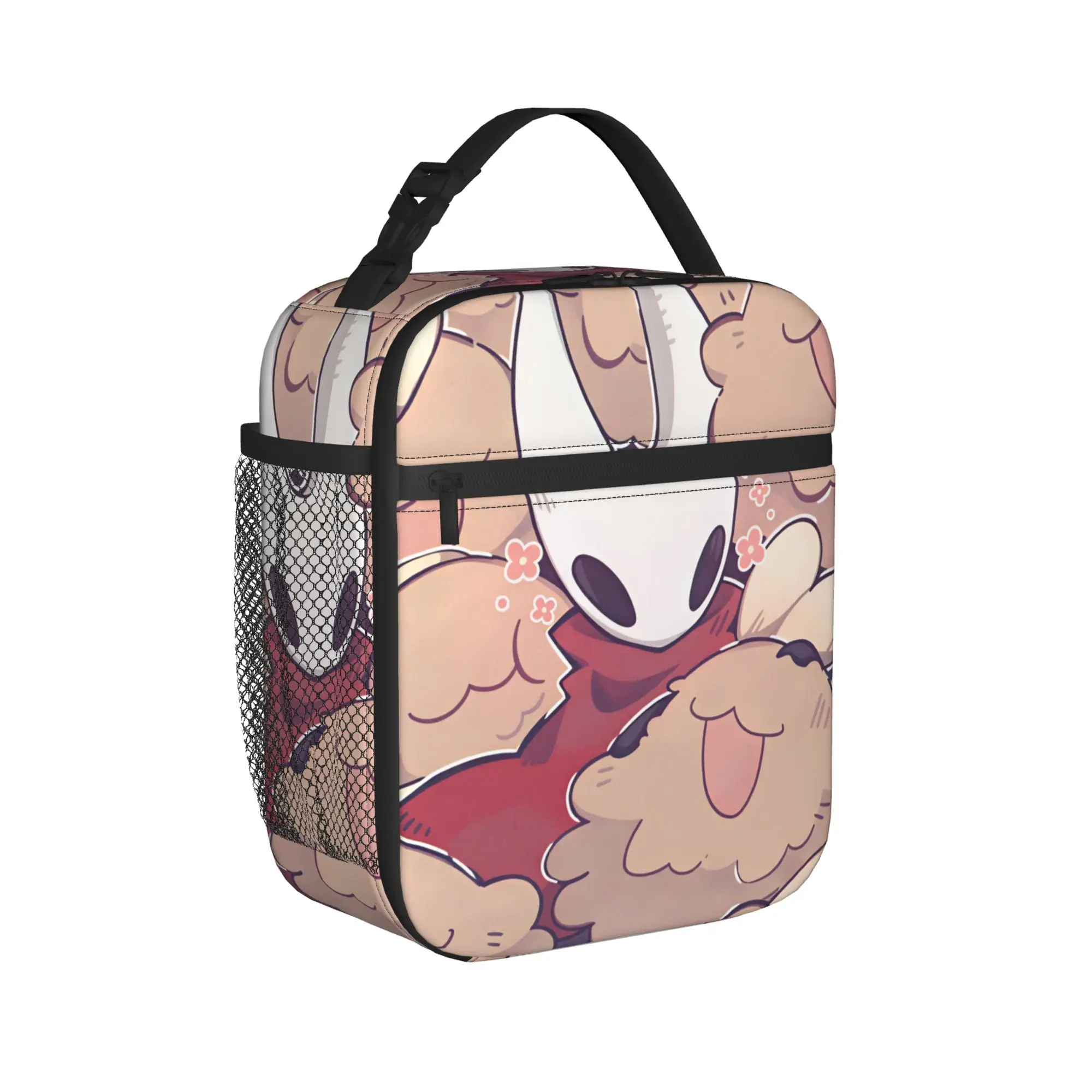 Hollow Knights Lunch Bag  Kawaii Lunch Box Outdoor Picnic Portable Tote Food Bags For Women Oxford Print Cooler Bag