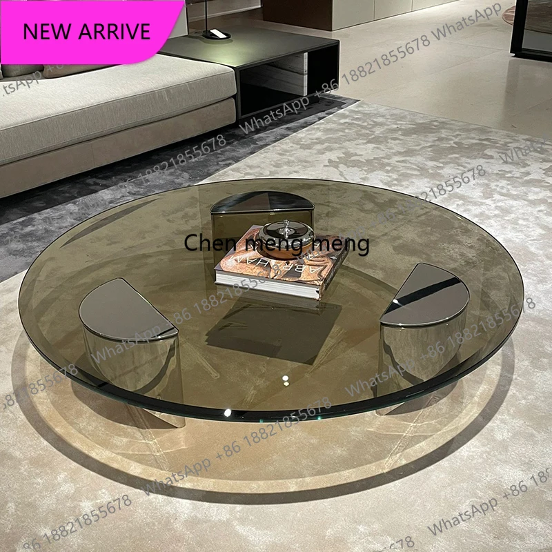 

cqy Nordic ​​Floating Italian Minimalist Round Tempered Glass Coffee Table Small Space Luxury Modern Coffee Furniture Teapoy