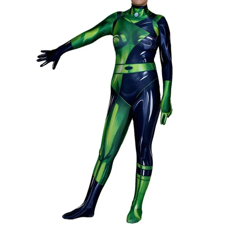 Super Villain Kim Shego Costume Female Halloween Costume Zentai Suit Shego Cosplay Costumes MN11