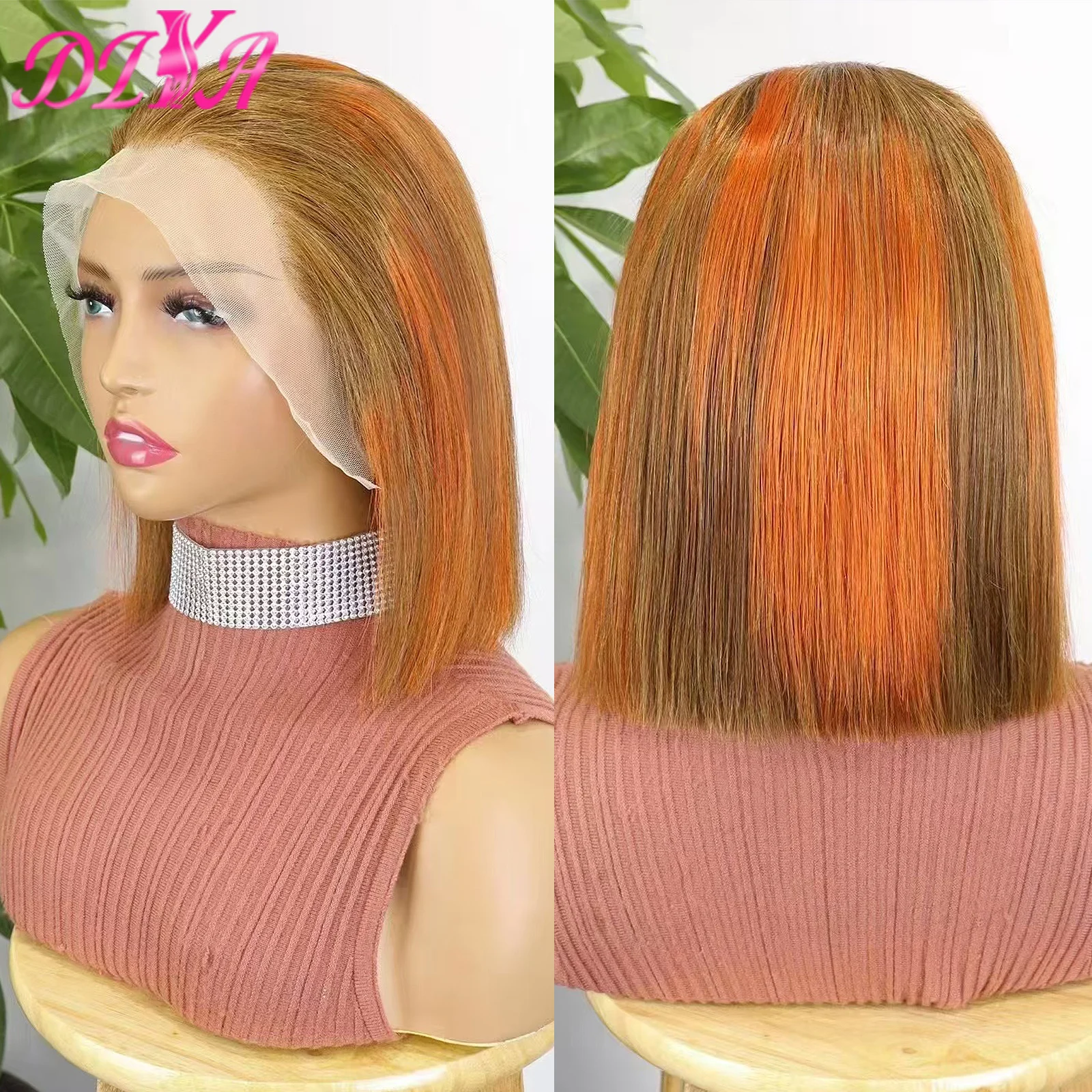 300% Dichtheid Super Dubbelgetrokken Bot Recht 10 inch Bob Pruik van echt haar 13x4 Transparant Kant Frontaal Remy Echt haar voor Vrouwen