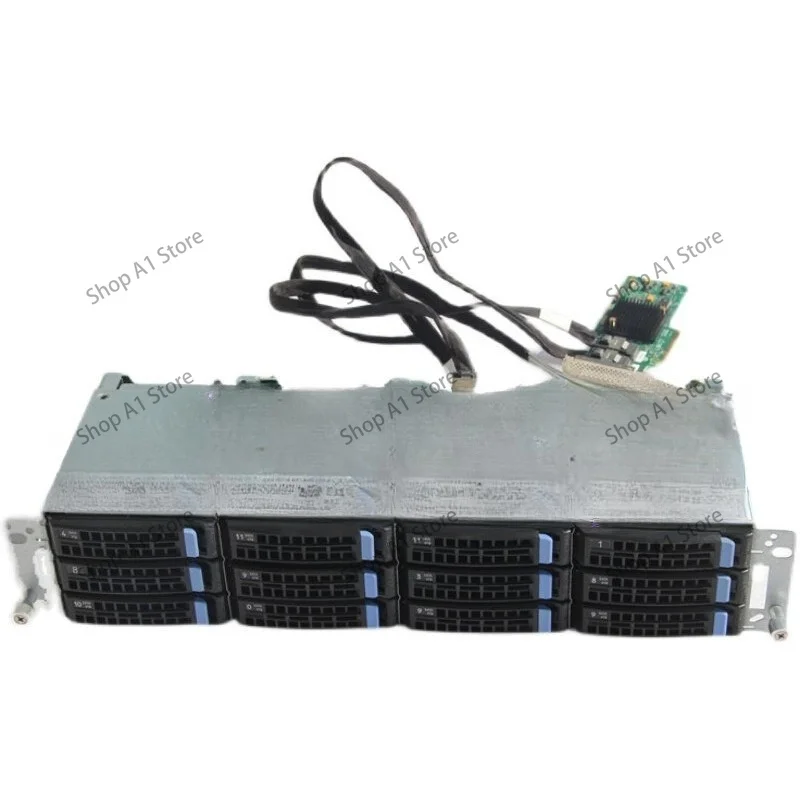 12 Bay 3.5-inch Hard Drive Cage, Hot Swappable 8643 Interface D-type 4pin Power Supply SATA Backplane, Used Goods