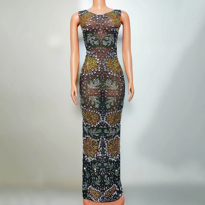 

French Classic Heavy Industry Diamond Temperament Waist Dress Cocktail Party Evening Dress Host Performance Vestidos De Flamenca
