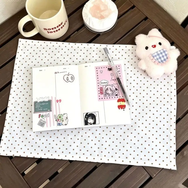 VIKAMA White Brown Polka Dot Table Mat Placemat Desk Pad Kitchen Decor Home Office Workstation Premium Durable Cozy Aesthetic