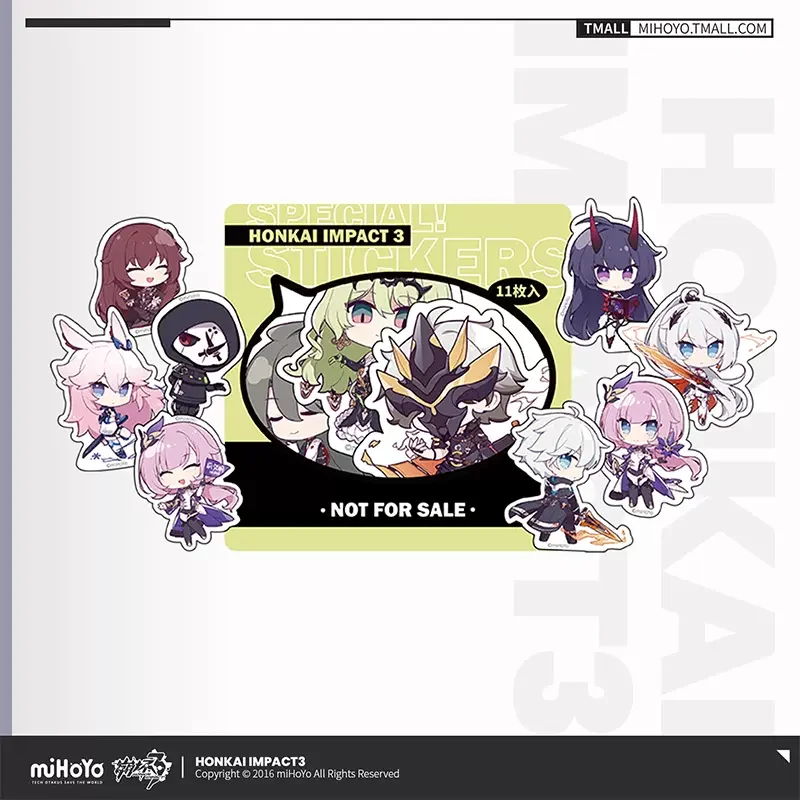 

Sunsyea Honkai Impact 3rd Official Merch miHoYo Original ZHYJ Theme Series Q Version Stickers 11 Pieces