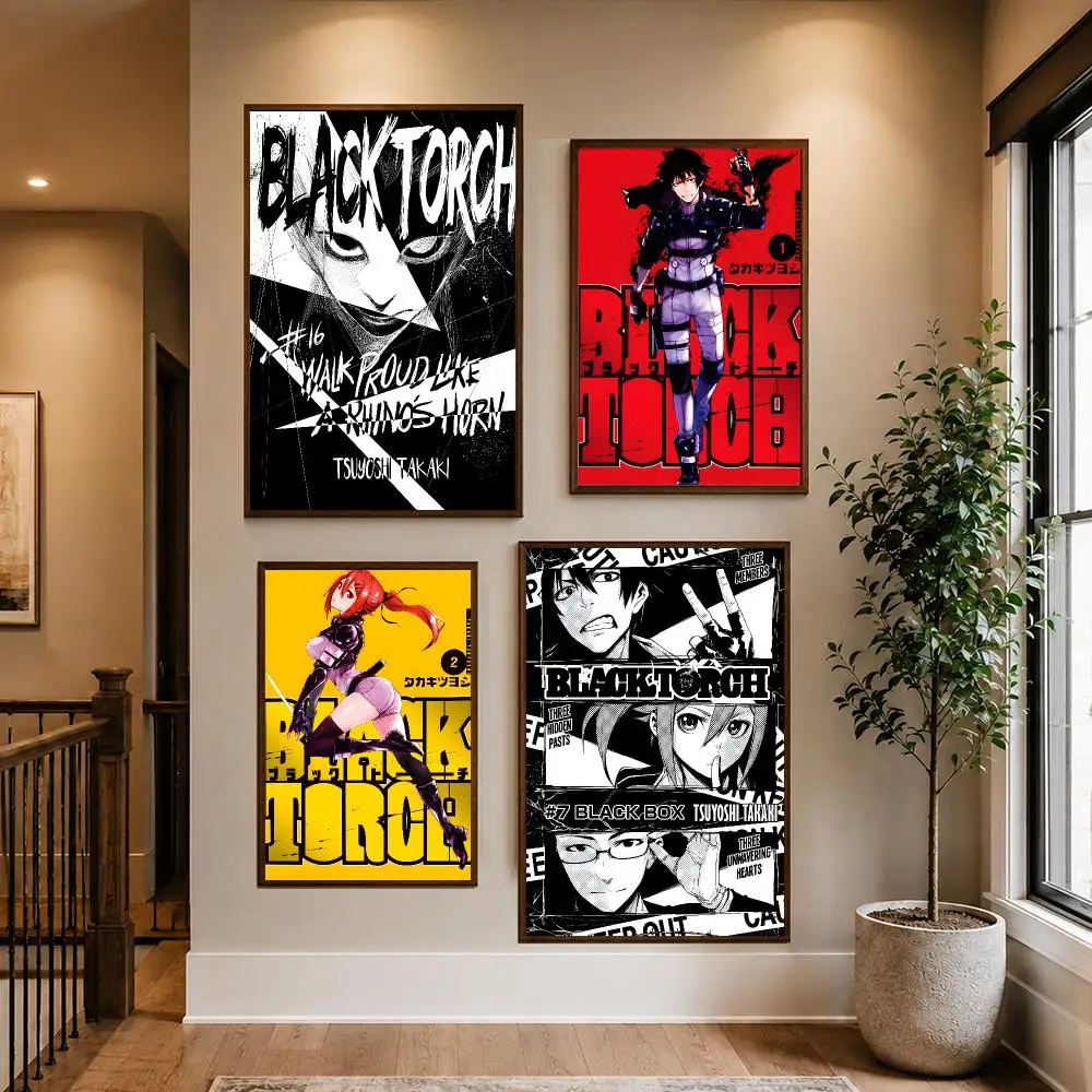 Manga B-BLACK TORCH Poster HD Waterproof PP Self-Adhesive Removable Wall Art Poster for Bedroom Cafe Gym Home Decor Gift