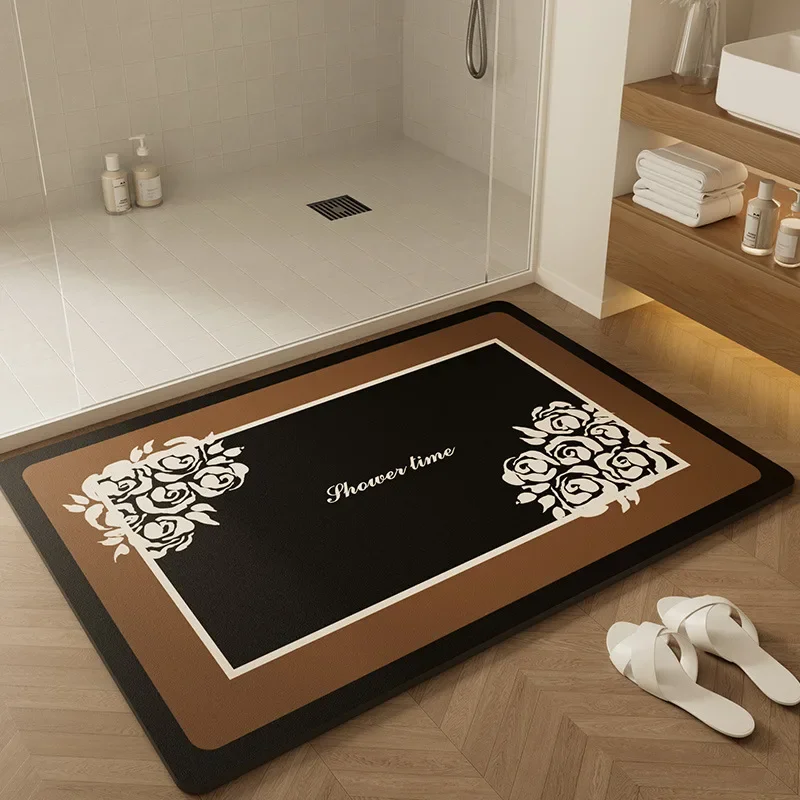 Bathroom Floor Mat Retro American Style Diatomaceous Earth Bathroom Anti Slip Pad Bathroom Absorbent Pad Home Furnishings