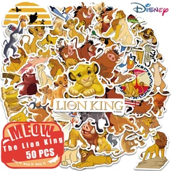 Disney-pegatinas de película de dibujos animados, 50 piezas, El Rey León, Simba, estética, portátil, botella de agua, teléfono, coche, Anime, regalo para niños