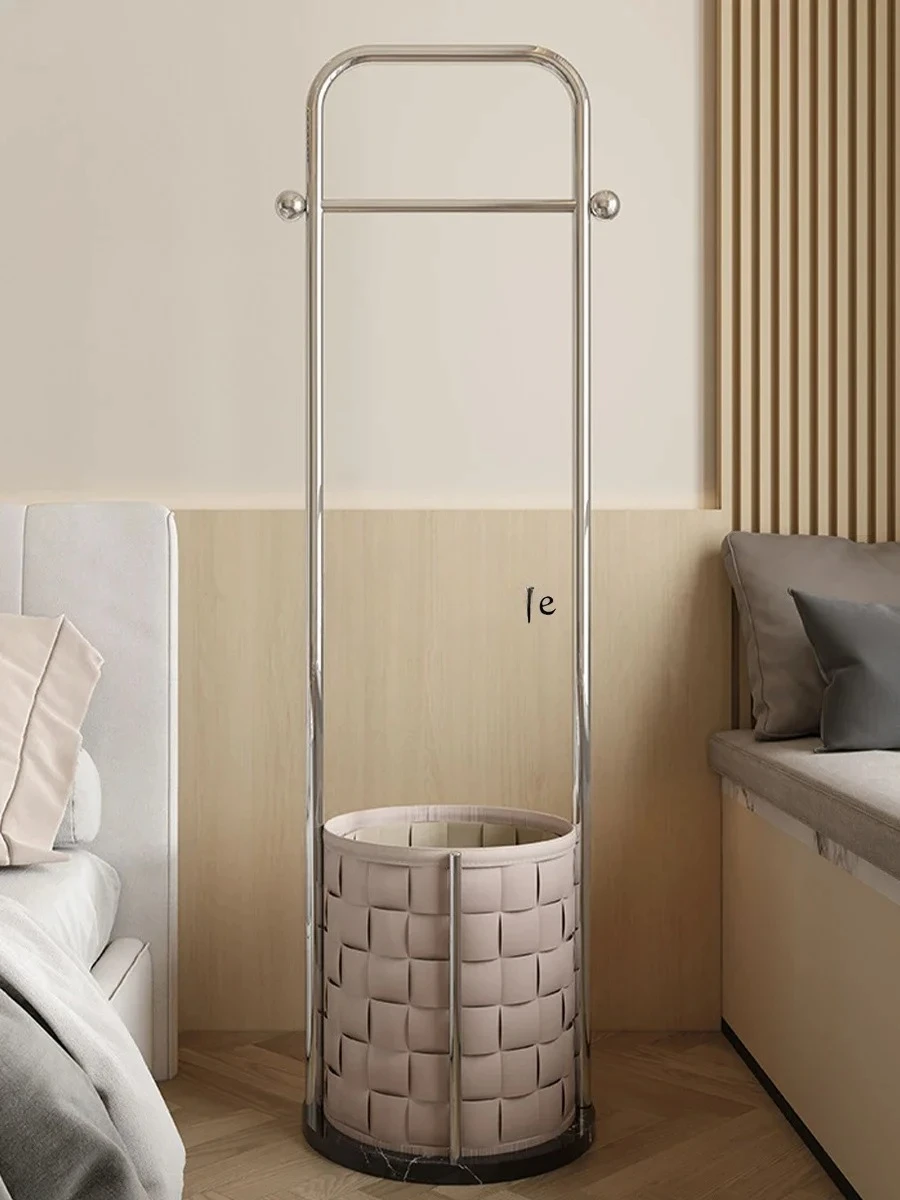 

Home Coat Rack Bedroom High-end Saddle Leather Storage Basket Floor to Floor Universal Wheel Mobile Hanger