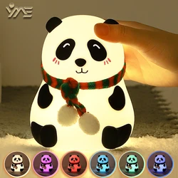 Mini Panda Night Lights Silicone Timing Rechargeable Lamp Cartoon Creative Bedroom Light Decor Bedside Lamp For Kids Cute Gift