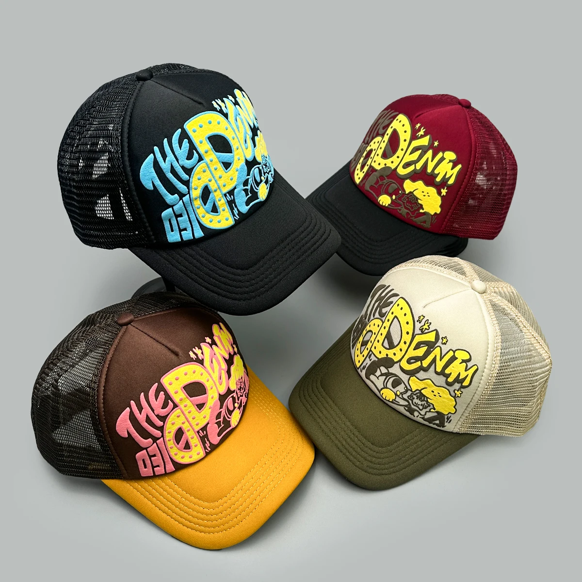 

Interesting 3D Printed Letter Baseball Hats New Unisex Sunshade Cartoon Breathable Color Block Versatile ins Mesh Trucker Caps